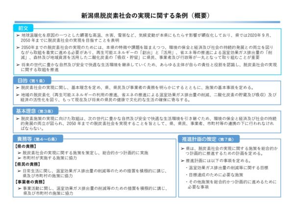 新潟県脱炭素社会の実現に関する条例（概要）